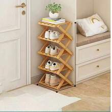 1个简易可折叠竹制鞋架，无需安装，适用于客厅、卧室、阳台、玄关等场所。 - 薑色 - 查看 9