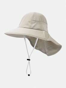 1pc Kids Solid Color Mesh Shawl Bucket Hat, Sun Ion Beach Visor, Suitable For 8-16 Years Old - 1PC - View 14
