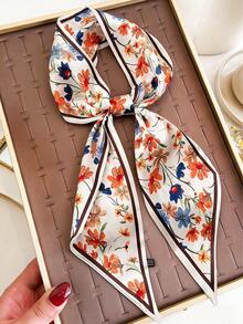 1pc Women's Fashion Carriage Print Silk Scarf/Headband, Versatile Neck Scarf To Enhance Your Overall Look - Multicolor - View 1