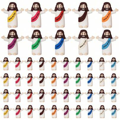 50pcs Multi-Color Mini Jesus Figurines, Religious Gifts Suitable For Easter Egg Filling, Jesus Loves You Statue