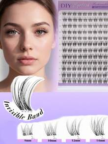 ELAE 120Pcs Lash Clusters Manga DIY Lash Extension Anime Eyelash Clusters 8-14mm Spiky Individual Eye Lashes Wispy False Eyelashes D Curl Cosplay Doll Cluster Eyelash Extensions Super Thin Band - 自然纖長款 - 查看 7