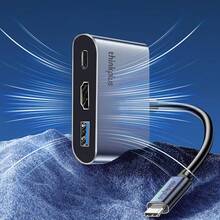Lenovo 3-In-1 Type-C Expansion Dock, PD100W Power Adapter, 4K HDMI High-Definition Projection, USB Splitter, Universal For Laptops/Mobile Phones/Switch, LC02, Compact, Portable, And Heat-Free. - View 2