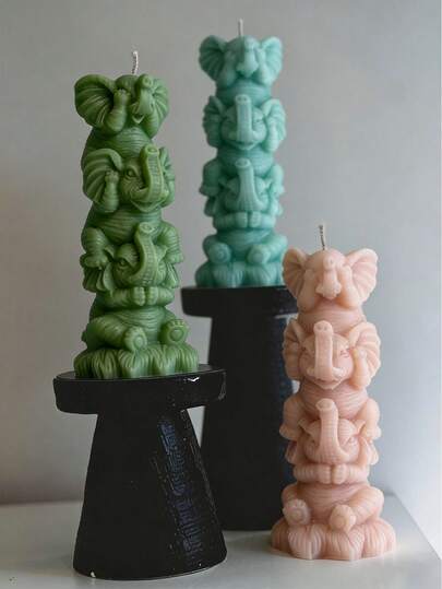 Stapelbar elefantformad ljusform, lämplig för sojavax/gips/harts, enkel urgjutning med texturerad elefantskulptur, lämplig för mors dag, alla hjärtans dag, födelsedag, inflyttningsfester, handgjord hobby, vardagsrumsinredning, sovrumsdoft, bröllopsgåvor, praktisk och estetisk, skapar en helande atmosfär