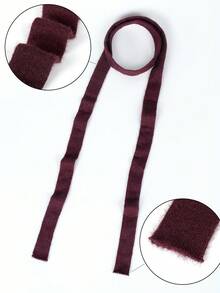 1pc Women's Faux Rabbit Fur Ribbon Bow Tie Scarf, Warm Neck Accessory For Winter,Holiday,Travel Essential - Burgundy - View 2