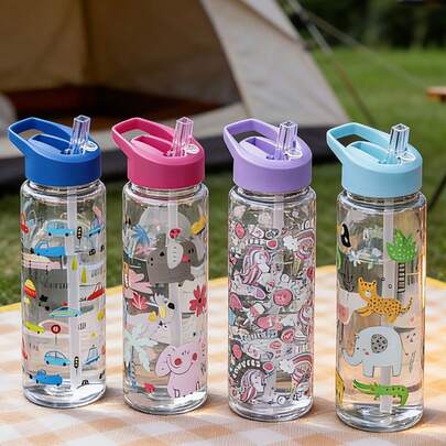 1000毫升露营水壶，儿童水杯，户外运动学生水壶，送给男孩女孩的可爱礼物，毕业、上学的最佳选择，带吸管的便携式水杯