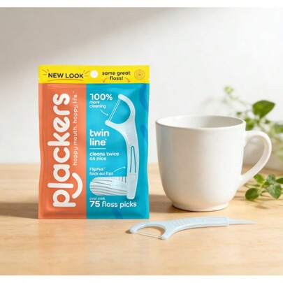 75 Count Dental Floss Picks, Dual-Line Tuffloss, Easy Storage, Cool Mint Flavor