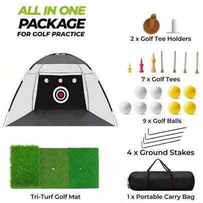 Golf Hitting Practice Net - Indoor/Outdoor Golf Training Aid For Men, Boys, And Golfers, Ideal For Backyard Driving And Chipping