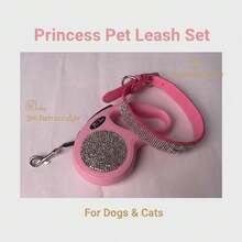 XS-水钻公主风宠物项圈和牵引绳套装 - 粉色 - 查看 5