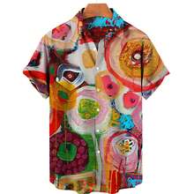 Abstract And Colorful Patterns Symbolize Creative Energy And Happy Emotions. 3D Printed Casual Short Sleeved Button Men's Shirt For Summer Fashion - A508D-aL24354 - View 3