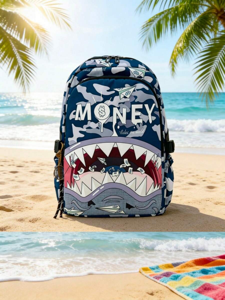 New Classic Fashion Minimalist Elegant Versatile Comfortable Travel Large Capacity Multifunctional Unisex Backpack (Without Pendant) - Blue - View 1