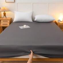 Fitted Sheet 160 X 200 Cm, Box Spring Bed Topper, Polyester Microfibre Material, Bed Sheet For Mattress Height Up To 30 Cm, Soft Fitted Sheet, Light Grey - Dark Grey - View 2