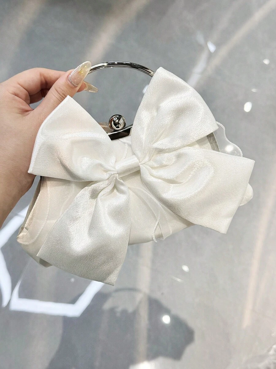 Túi xách cầm tay sang trọng kiểu nữ thừa kế, túi dự tiệc thanh lịch, túi xách cho phù dâu. - trắng - Xem 1