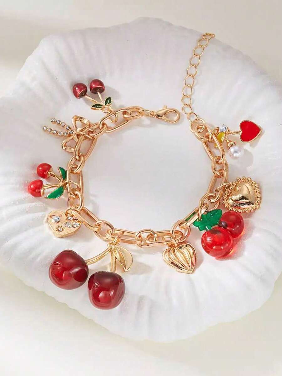 1. Vòng tay hình quả anh đào ngọt ngào và dễ thương, đơn giản, đa năng, kiểu dáng nơ trái tim có tua rua, món quà tinh tế, thích hợp làm quà tặng ngày lễ, sinh nhật. - Nhiều màu - Xem 1