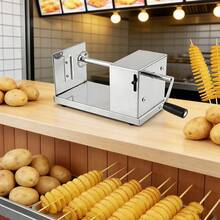 不锈钢手动螺旋土豆切片器，DIY切丝器，适用于家庭厨房、烧烤、胡萝卜、黄瓜等。 - 銀色 - 查看 4