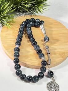 1串穆斯林33颗玻璃花珠念珠，优雅穆斯林祈祷念珠，男女通用 - 彩色 - 查看 9