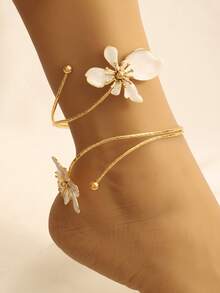 1pc Fashionable Drip Glaze Flower Anklet, Summer Beach Resort Style Ankle Jewelry - Multicolor 39 - View 2