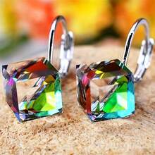 Fashionable Delicate Minimalist Square Copper Earrings, Multi-Color Options, Versatile For Daily Wear And Parties - Multicolor - View 1