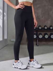 FWH High Waist Slimming & Shaping Leggings, Suitable For Running And Outdoor Exercises, Compression Base Layer Pants For Women Sports - Black - View 5