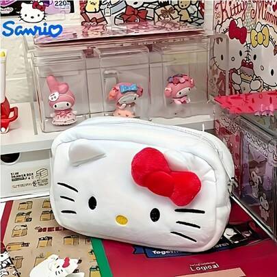  1 hộp đựng bút hình mèo con dễ thương mới của Sanrio, túi đựng văn phòng phẩm cỡ lớn kiểu Nhật Bản đáng yêu, phù hợp cho bé gái.