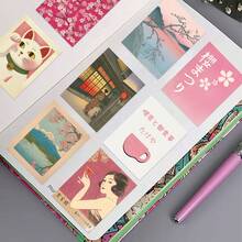 50张日系复古粉色美学贴纸，易贴易撕，PVC防水，自粘，适用于学校文具、日记本、剪贴簿、手机、笔记本电脑、保险杠、滑板、水瓶、安全帽、汽车贴纸等。 - 1 Set - 查看 8