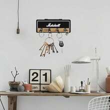 1 Wall Mounted Guitar Key Rack With 4 Guitar Plug Keychains, Guitar Shaped Keyhook Set, Wall Mount Key Holder Organizer For Entryway Hallway, Music Lovers Gift, Home Office Wall Decor Accessories - Black Keychain Base+Four Plugs - View 10