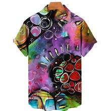 Abstract And Colorful Patterns Symbolize Creative Energy And Happy Emotions. 3D Printed Casual Short Sleeved Button Men's Shirt For Summer Fashion - A508D-AL24359 - 查看 1