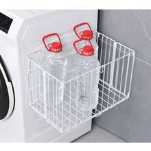 Giỏ đựng quần áo bẩn bằng sắt nghệ thuật, Giỏ đựng quần áo bẩn cao cấp gắn tường phòng tắm, Giỏ đựng quần áo bẩn lớn có nam châm, có thể gập lại. - trắng - Xem 5