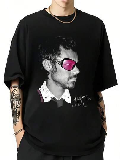 HHarry Styles Signature Pink Lens T-Shirt, Unisex 100% Cotton, Ones Direction Pop Star Graphic Tee, Vintage Shirt For Music Fans