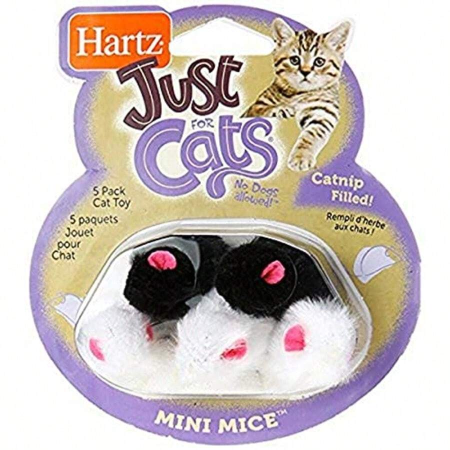 Just for Cats Mini Mice Cat Toy - 1 Pack of 5 CT with Catnip Asst. Colors - como en la foto - Ver 1