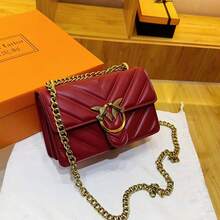 Women's Bags, Exclusive Niche Luxury Shoulder Bag With Swallow Motif, Elegant Shoulder Bag With Chain Strap, Double Swallow Design. - 紅色 - 查看 1