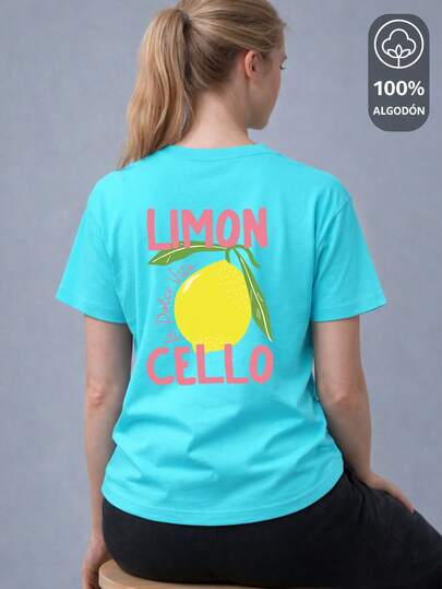Shendy Vendy Camiseta manga corta mujer cuello redondo estampado letras limón creativo divertido playa ciudad casual primavera verano otoño invierno