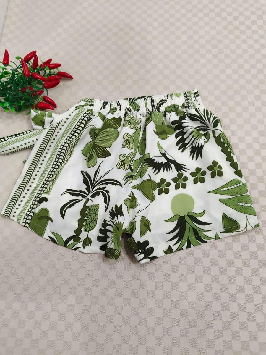 Women's Solid Color Shorts - Military Green 2 - View 1