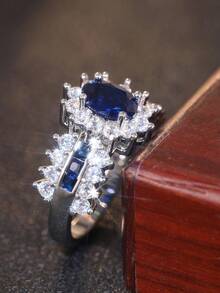 1枚奢华立方氧化锆戒指，女士款，适合婚礼、订婚、周年纪念、派对、情人节等场合佩戴。 - 1# - 查看 8