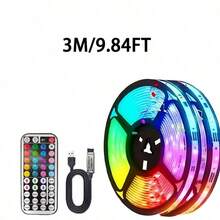 1米/2米/3米/5米/10米/15米/20米 RGB LED灯带，自粘式LED灯，带44键遥控器，可调光，适用于房间、游戏室等。 - 多色光 - 查看 19
