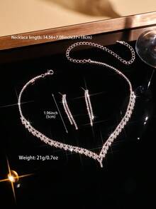 2pcs/Set Minimalist Elegant And Minimalist Tassel Jewelry Set, Necklace, Earrings -- Suitable For Daily Wear, Wedding, Party, Birthday, Holiday - Silver - View 5