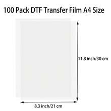 100pcs A4 Double-Sided Cold/Hot Peel DTF Transfer Film, PET Printing Membrane, Suitable For T-Shirt And Fabric Direct DIY Transfer - A4 - View 2
