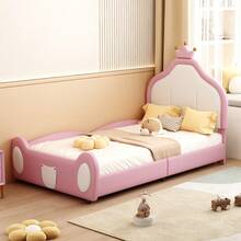 Kids Bed Frames, Headboards & Footboards - Pink + Upholstered + 90cm*200cm - View 2