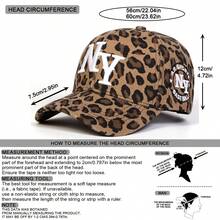 1pc Women's Leopard Print Baseball Cap NY Logo, New York, Outdoor Adjustable Sun Protection Casual Hat, Suitable For Spring, Autumn Trips, Beach, Party - Multicolor - View 2