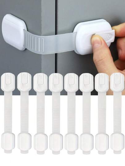 8 khóa ngăn kéo cho bé, khóa chống kẹp tay cho bé, khóa cửa tủ lạnh để ngăn bé bị kẹp tay.