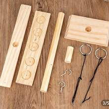 1 Set Wooden Ring Toss Game, Multi-Player Party Tabletop Throwing Game - Multicolor - View 3