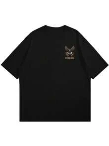 Striville Men's Eagle Print Fashion Short Sleeve T-Shirt, Comfortable & Breathable, Suitable For Summer, Leading Style - Black - View 4
