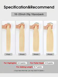 Tóc nối SUYYA màu vàng bạch kim, 10 lọn/gói, dạng băng dính trong suốt, không đường nối, thẳng, làm từ tóc thật, viền tóc vô hình. - S613 - Xem 7