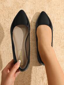 Women Casual Pointed Toe Ballet Comfort Soft Slip On Valentine's Day Flats Shoes Valentines - 黑色 - 查看 3