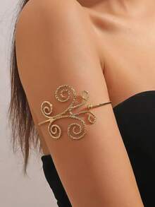 1件时尚夸张性感欧美蝴蝶金属身体链，线条设计，可调节手镯 - 金黃色 - 查看 1