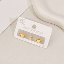 Stainless Steel Fashionable Jewelry, Heart-Shaped Small Wing Earrings, Zirconium Earrings, Suitable For Women's Daily Wear - ZH071 - View 1