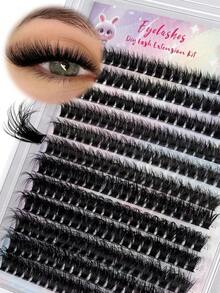 Hinarin 240 Pcs D Curl Lash Extensions 80D Volume Individual Lashes Extension 10-16mm Mixed Fluffy Handmade Faux Mink Cluster Eyelashes Soft Waterproof Clusters Eyelashes Extensions For Party Club Makeup False Eyelashes Fake Lashes - View 2