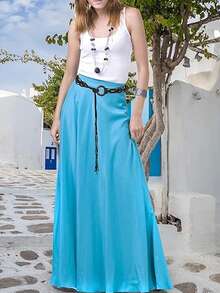 1 pieza Cinturón de tejido de poliéster con patrón de rombos hueco, adecuado para todas las estaciones, especialmente para el verano - Multicolor - Ver 7