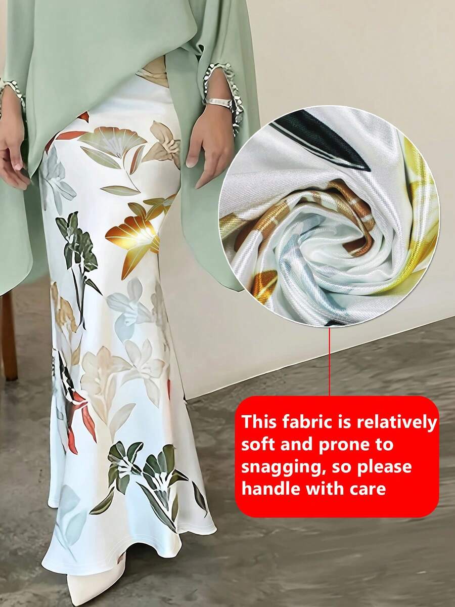 大码女式印花A字裙，优雅半身裙，适合派对、通勤等各种场合，春假必备