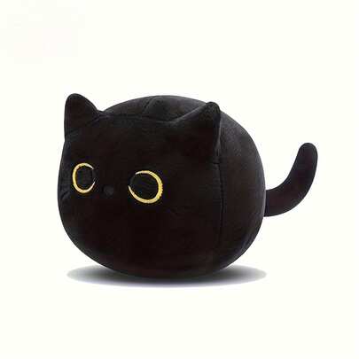 BLUESLEMON Adorable 3D Black Cat Plush Toy For Halloween, Perfect As A Gift For Your Girlfriend. This Creative Soft Toy Features A Cute Kitten Design