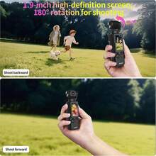 W & O Vlogging Camera With Flash Light 180° Rotating Lens Pocket Handheld POV Camera Audio Video Recording 7H Long Battery One-Button Recording For Travel Daily Life Black - 查看 10